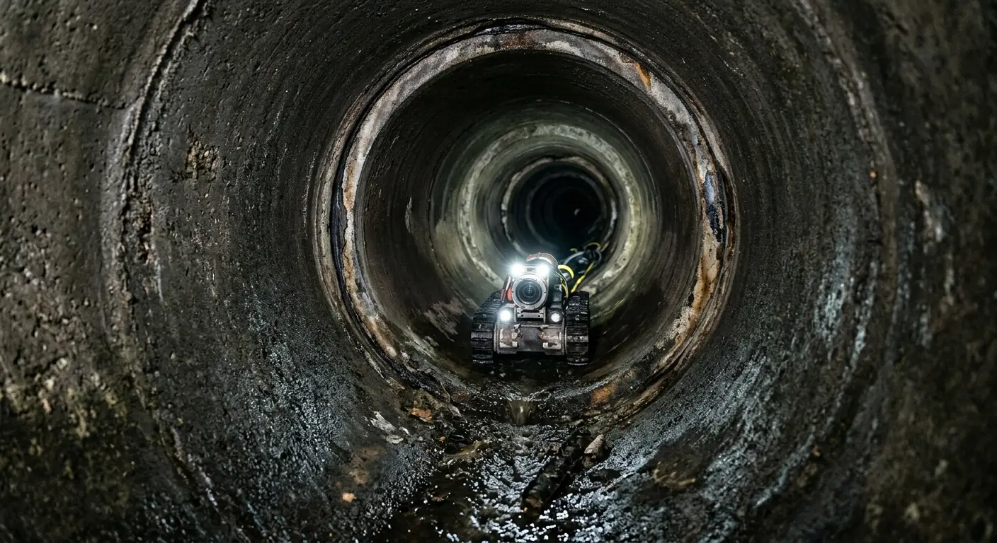 Robotic sewer camera inspecting pipe interior for Sewer Line Cleaning in Oakley